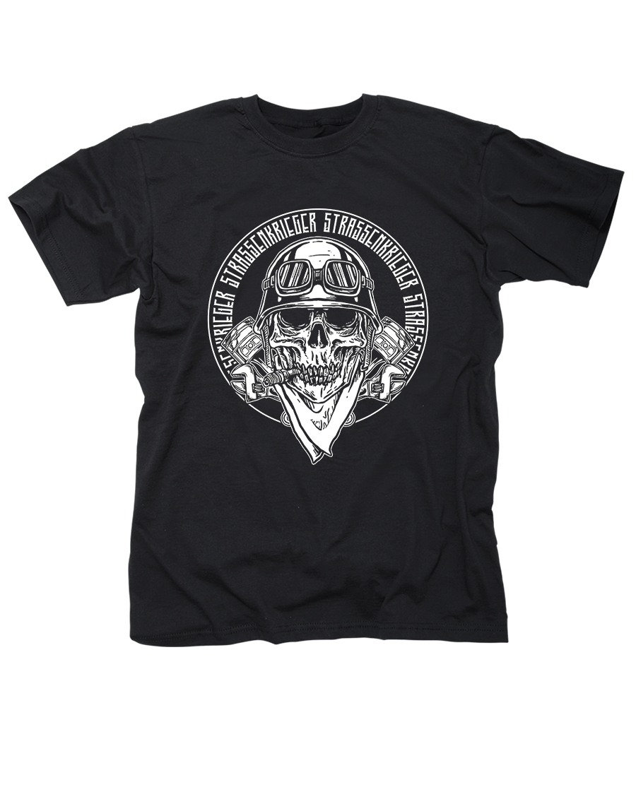 T-Shirt - Straßenkrieger Totenkopf mit Helm